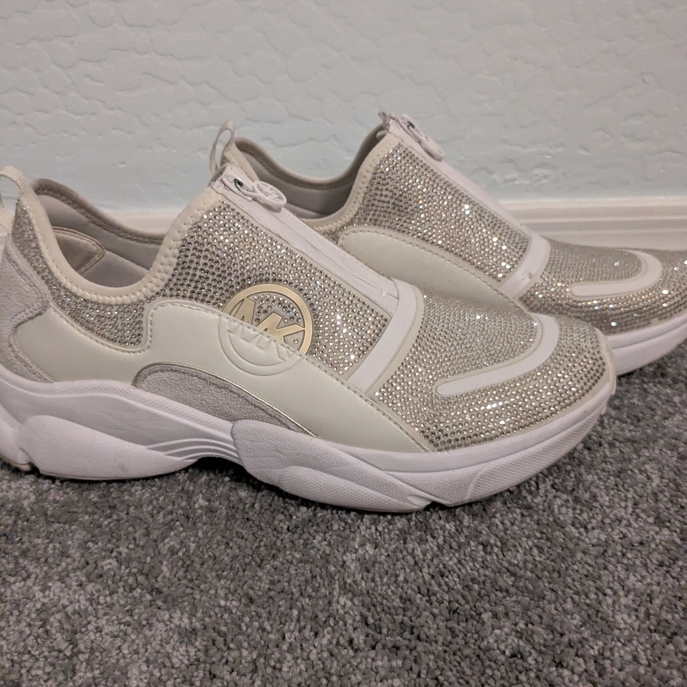 Michael Kors Women's Glitter Sneakers - Silver and Cream